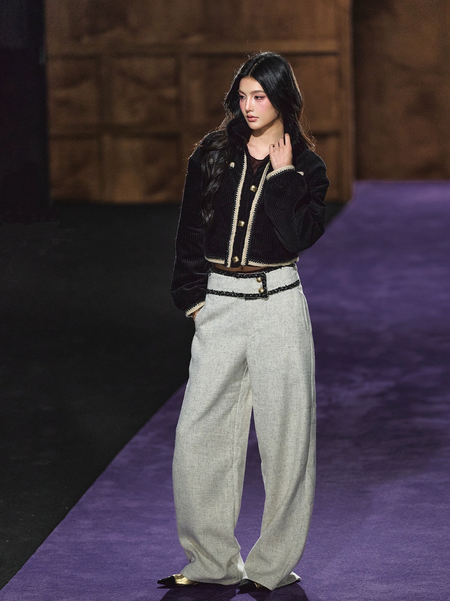 High-Waisted Tailored Wide-Leg Suit Pants