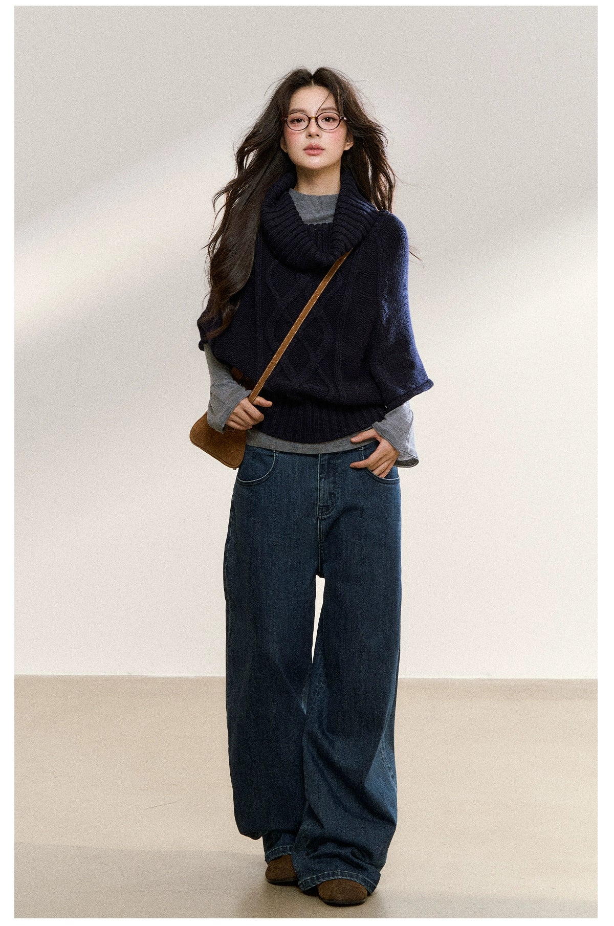 Two-Tone Layered Knit Sweater