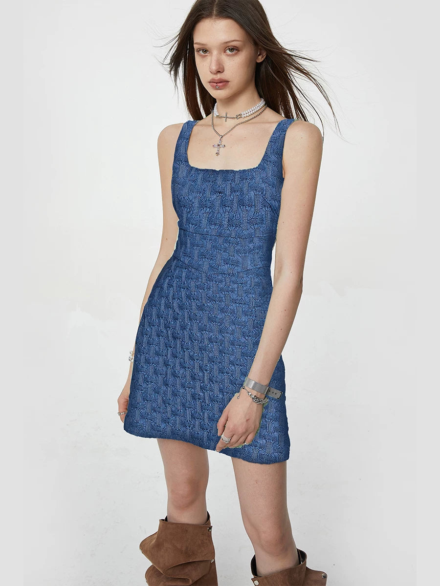 Aphrodite Blue Stretch Denim Camisole Dress