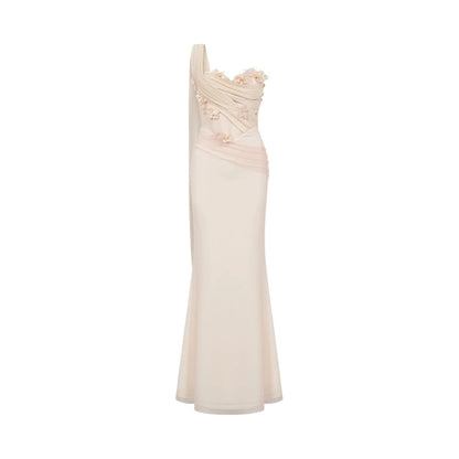 Sculpted Mesh Strapless Mermaid Dress