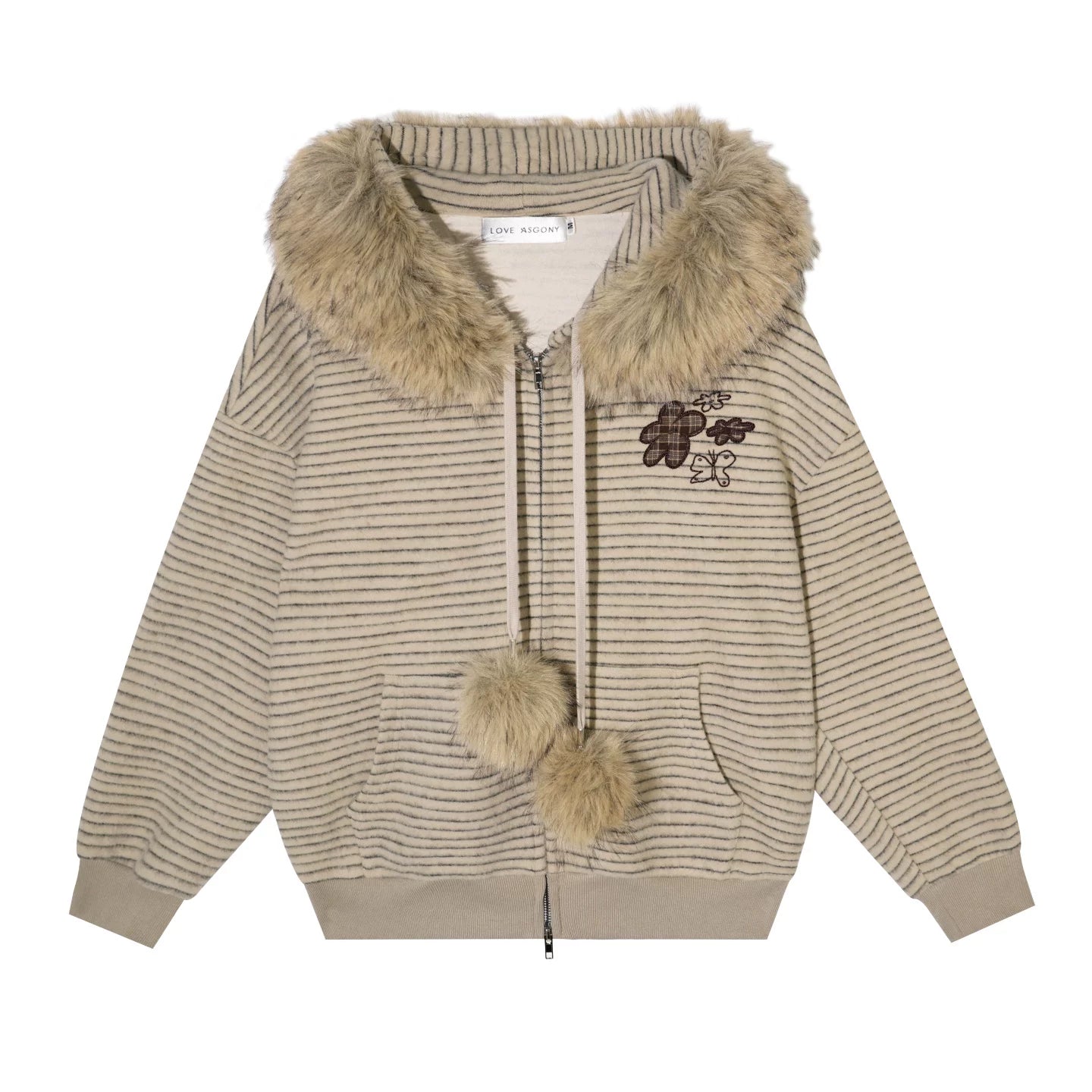 Plush Plaid Patchwork Jacket &amp; Straight-Leg Pants Set