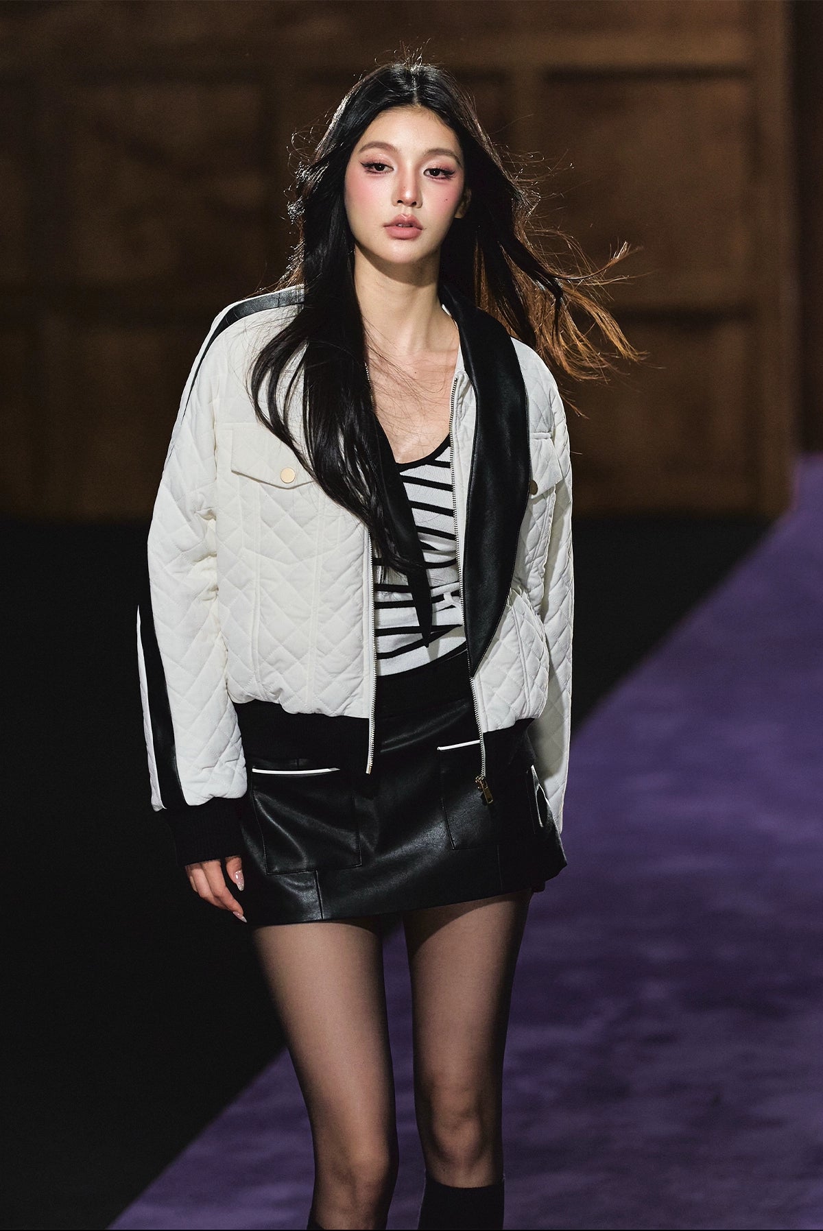 Diamond Quilted Bow-Tie Cotton Padded Jacket