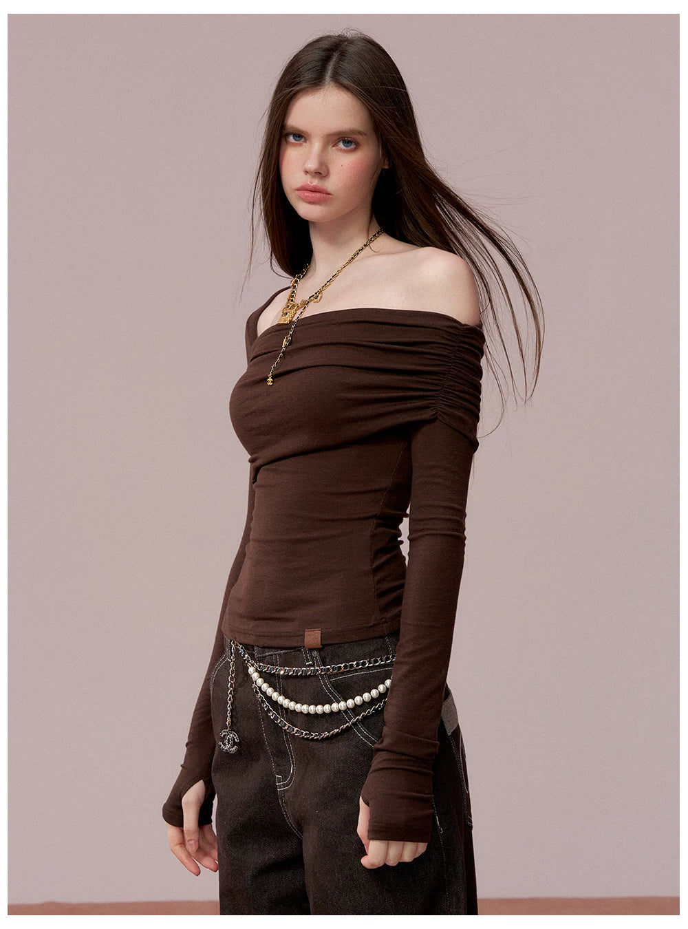 Long Sleeve Lyocell Blend Fitted T-Shirt