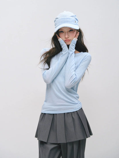 Layered Halter Tank &amp; Long Sleeve Knit Top Set