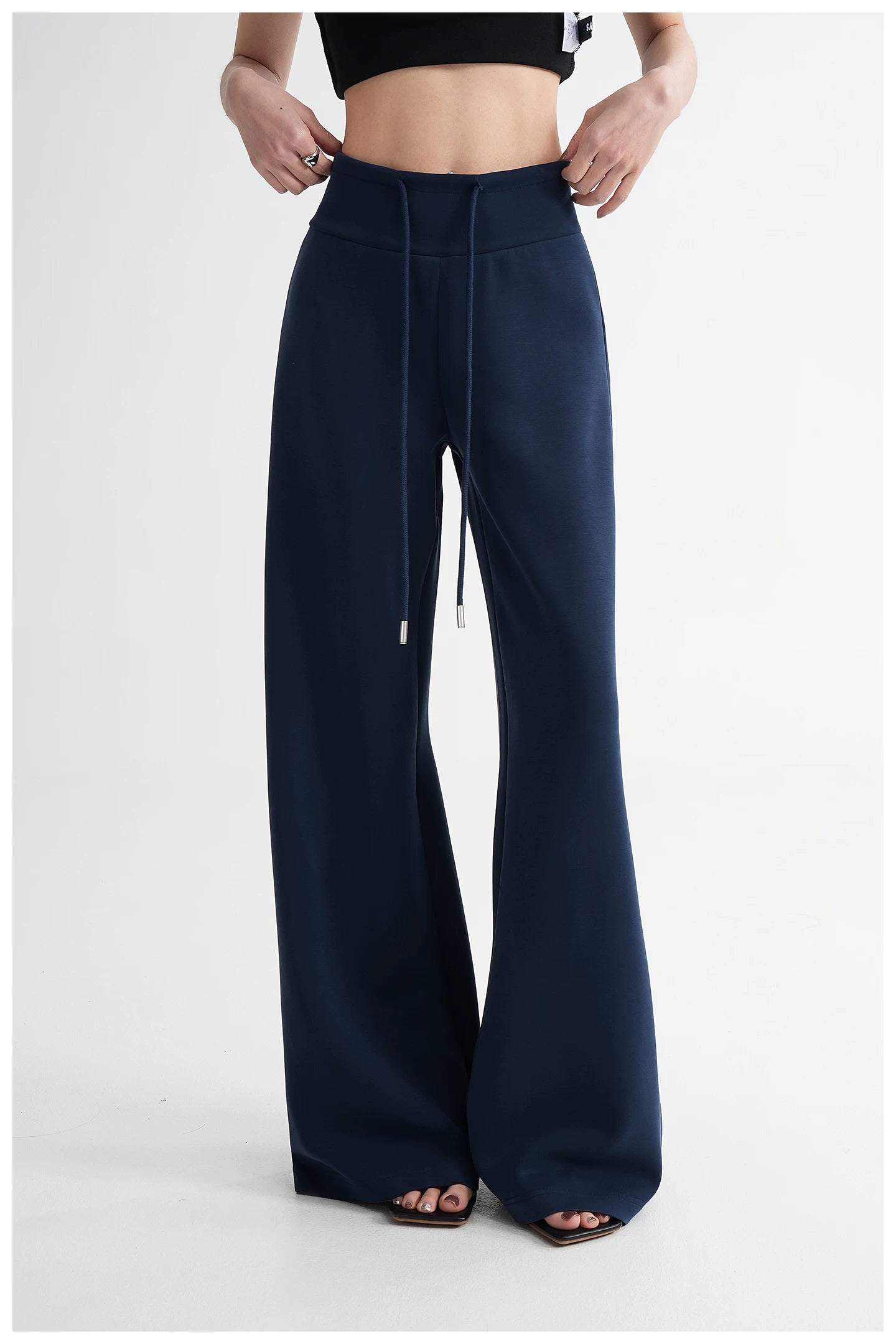 High-Waisted Knit Wide-Leg Trousers