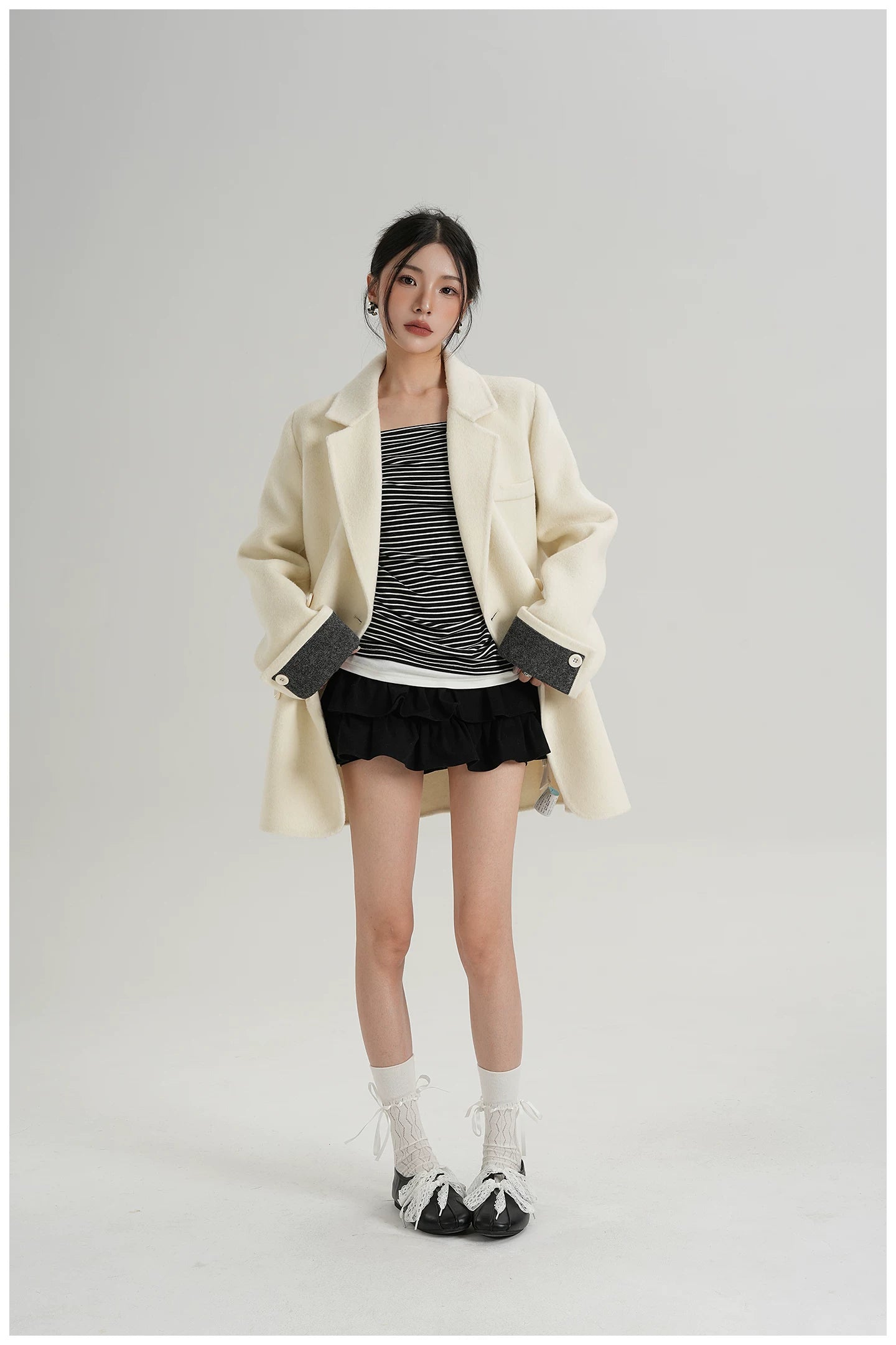 Mid-Length Double-Faced Wool Blazer