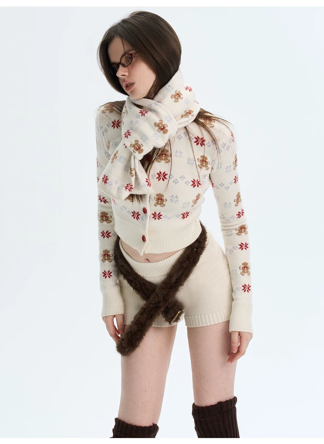 Cashmere-Blend Knit Cardigan Set