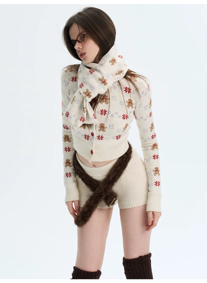 Cashmere-Blend Knit Cardigan Set