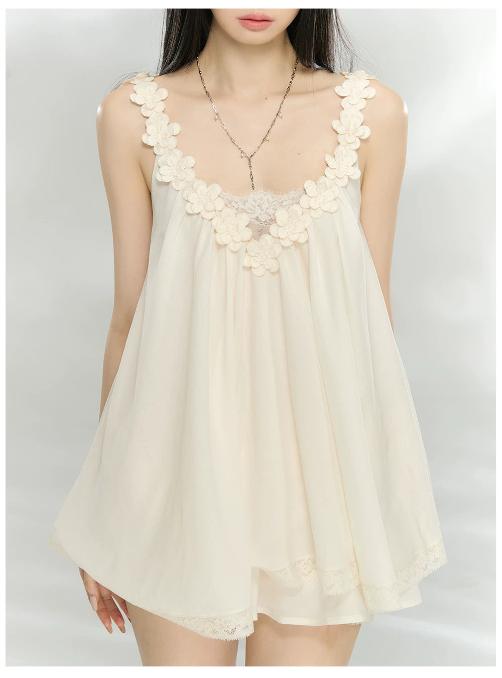 Elegant Lace-Trim V-Neck Cami &amp; Flowing Skort Set