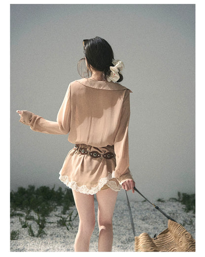 French Lace Belted Mini Dress