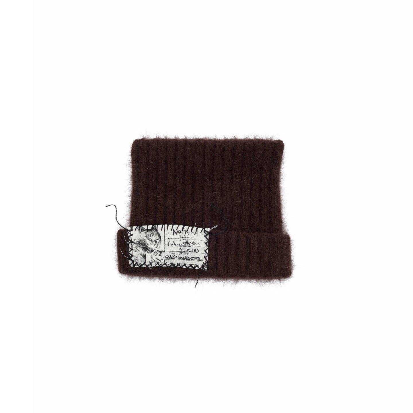 Hand-Stitched Cat-Ear Angora Knit Beanie