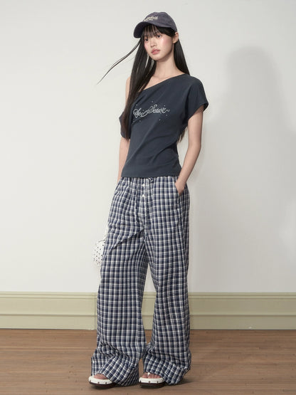 Pearl Waist - Cinching Off-Shoulder T-shirt - CHINASQUAD
