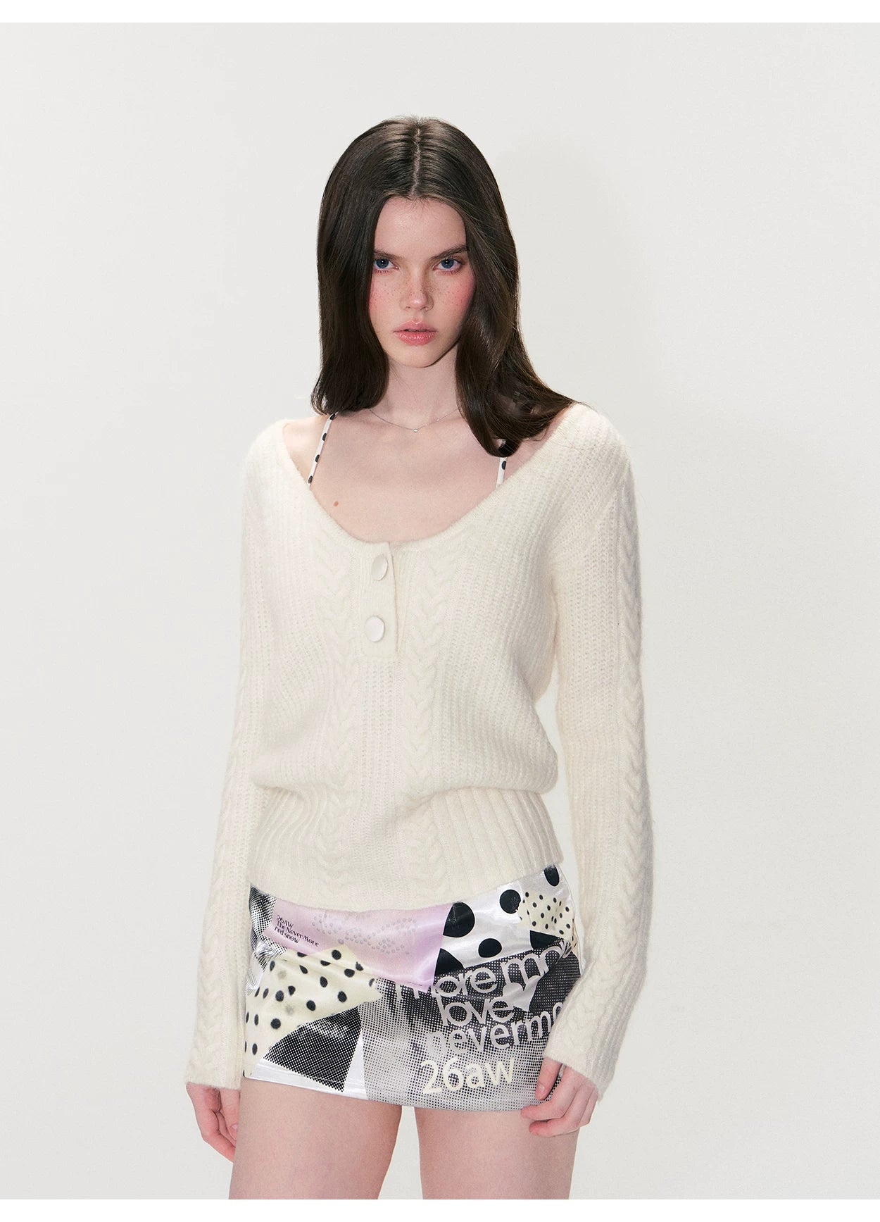 Vintage Cable-Knit V-Neck Sweater