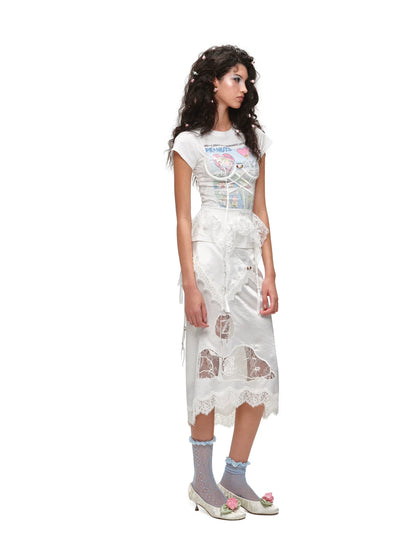 Sheer Lace Corset Suspender Camisole