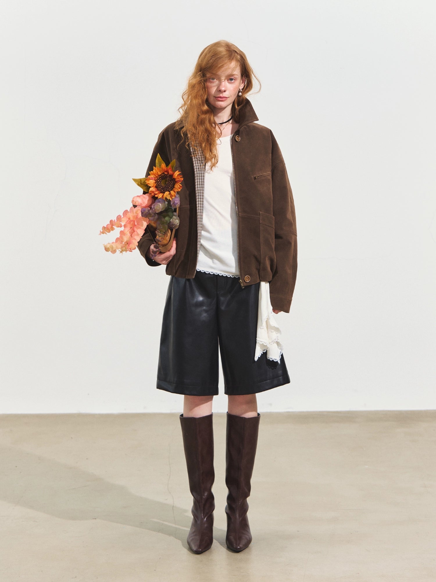 Elastic Waist Faux Leather Shorts