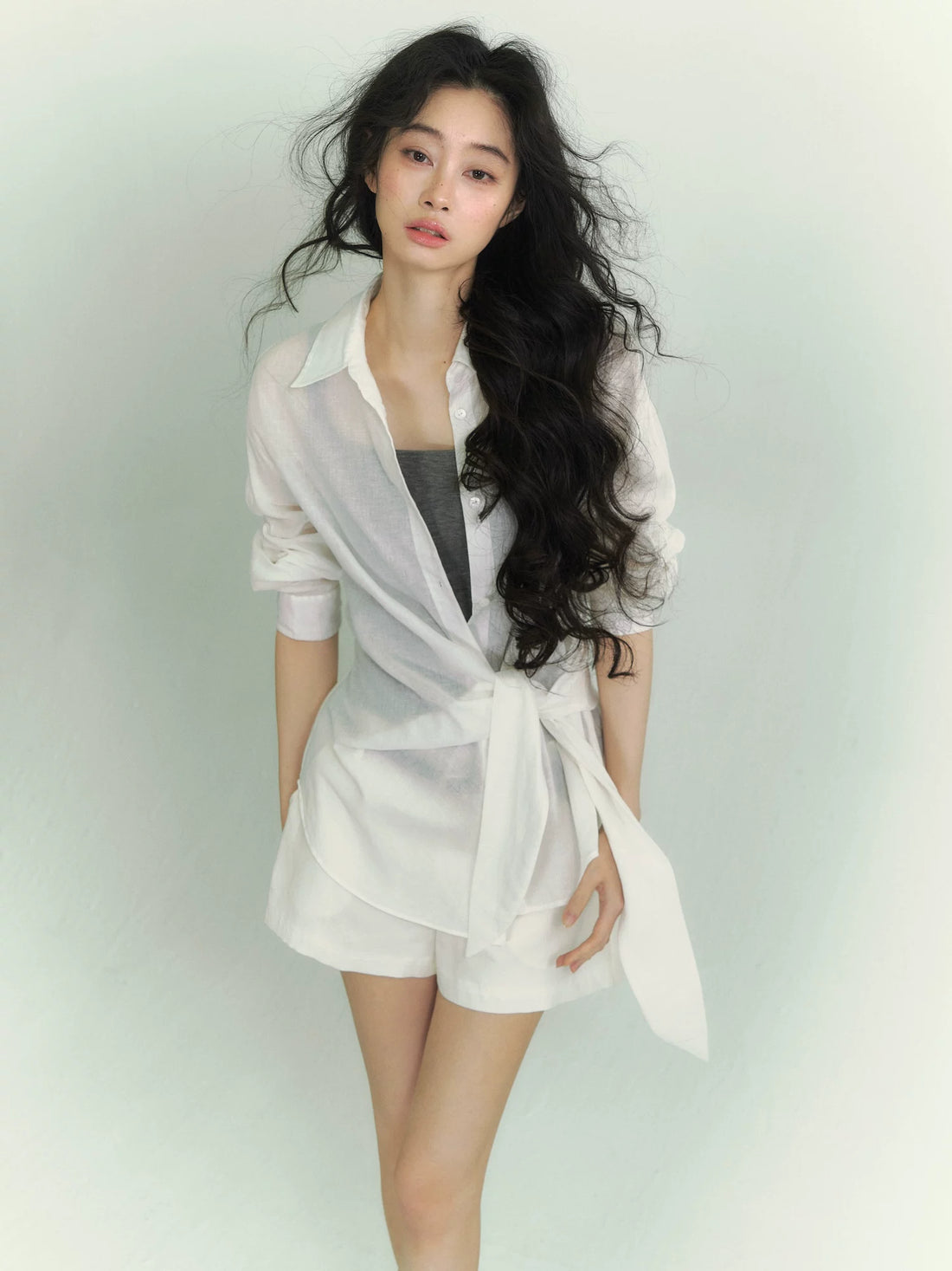 Airy Tie-Front Wrap Shirt