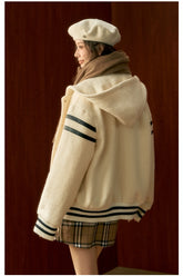White Hooded Baseball Jacket - CHINASQUAD