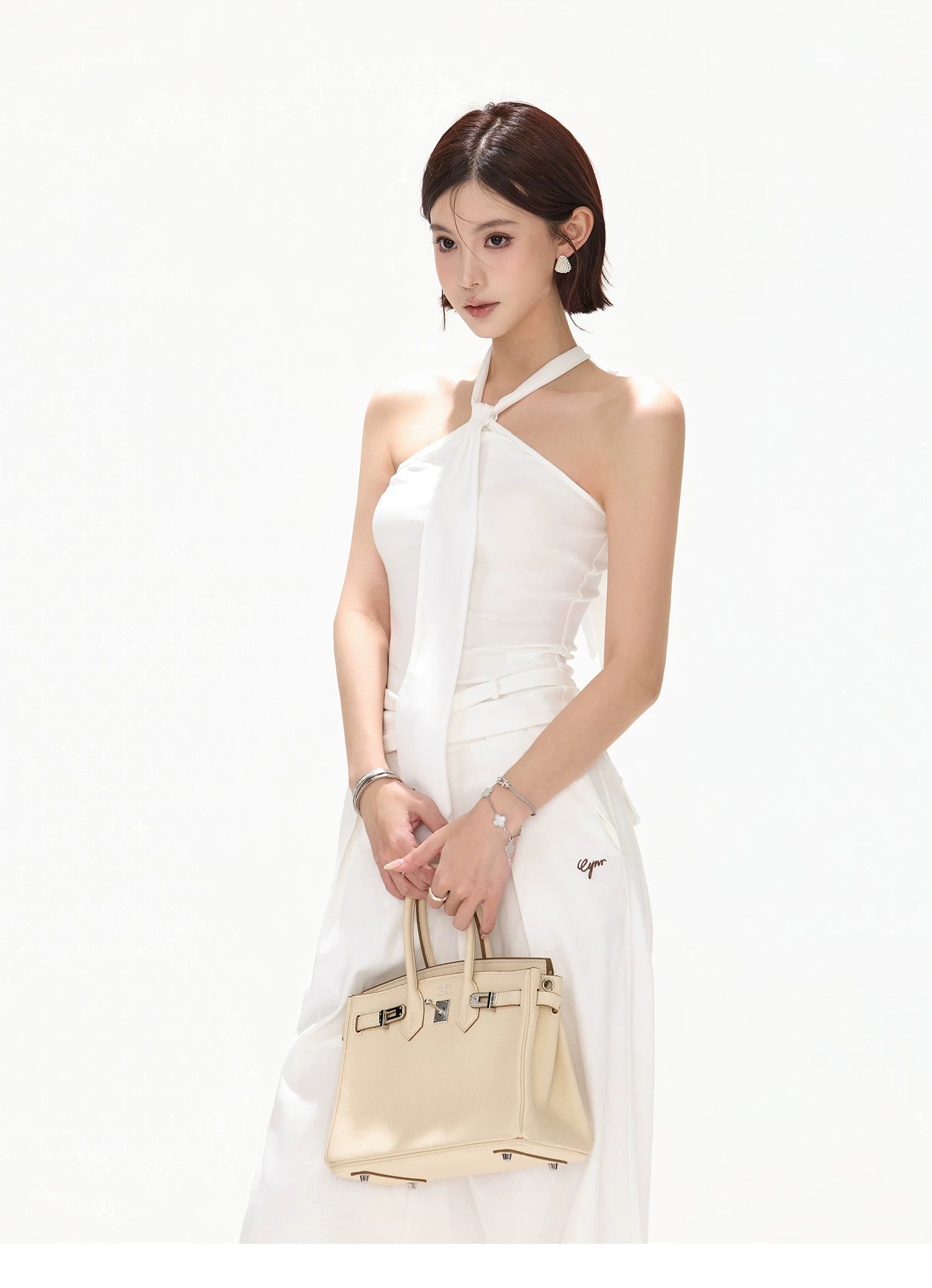 Minimalist Halter Tie Knit Bustier