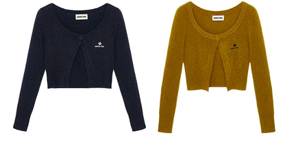 Single-Button Wool-Blend Knit Cardigan
