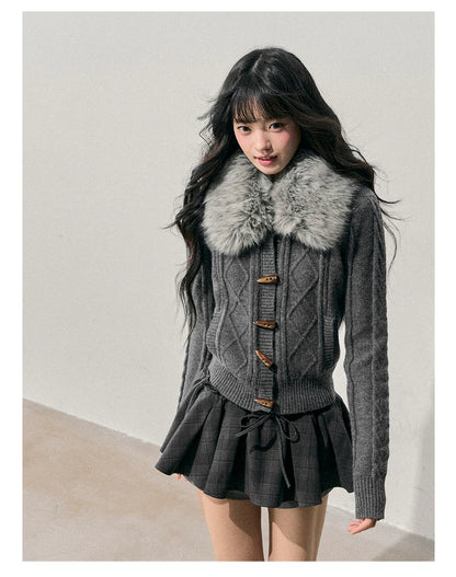 Cable Knit Toggle Cardigan Sweater