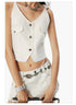 White Button Hoodie & Mini Skirt Set - CHINASQUAD
