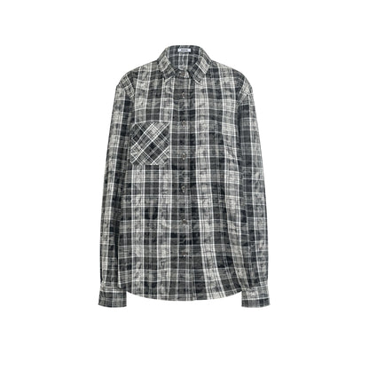 Black &amp; Brown Distressed Plaid Shirt - CHINASQUAD