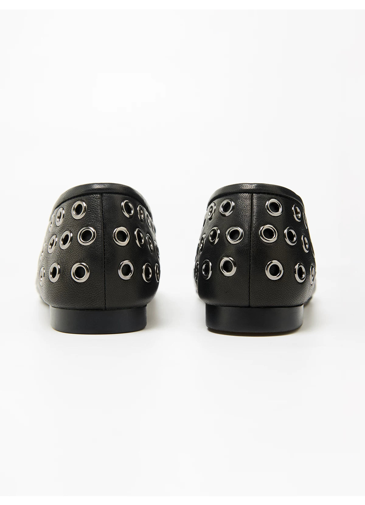Studded Cutout Sheepskin Ballet Flats