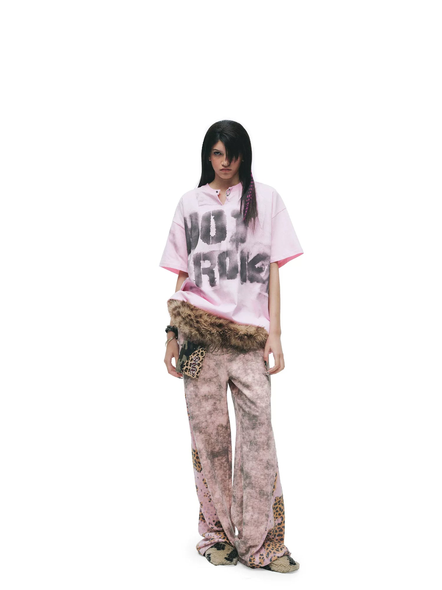 Hand-Sprayed Graffiti Distressed Oversized T-Shirt