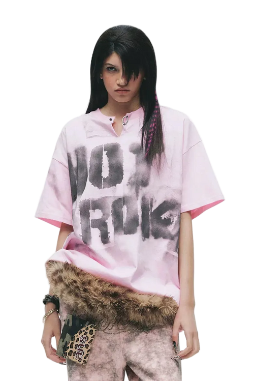 Hand-Sprayed Graffiti Distressed Oversized T-Shirt
