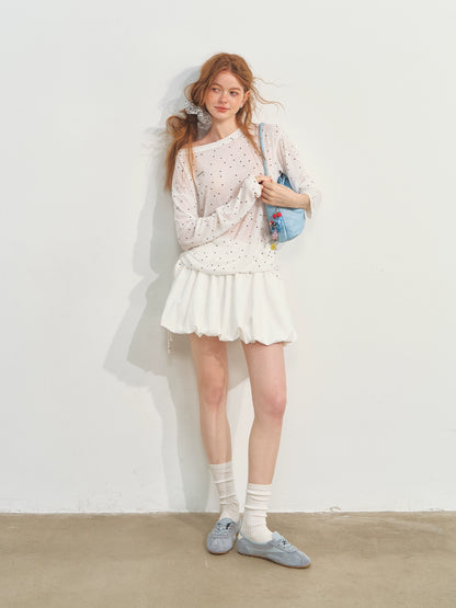 White Ballet-style Puff Midi Skirt - CHINASQUAD