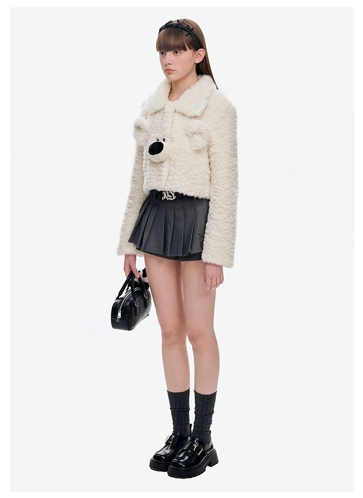 Bear Face Faux Fur Coat