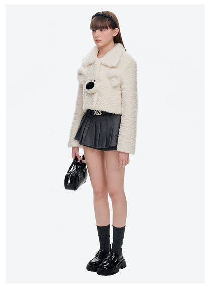 Bear Face Faux Fur Coat