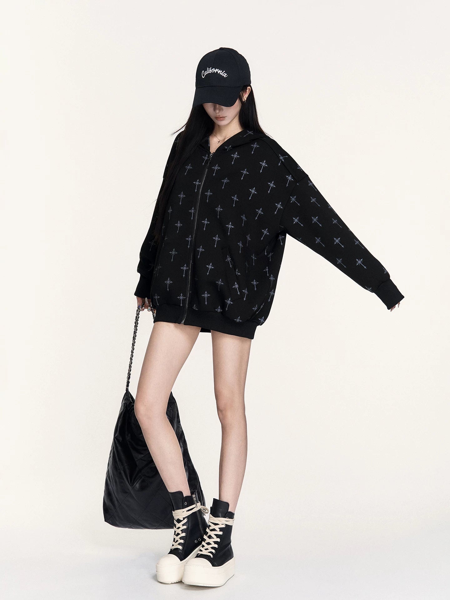 Hooded Sweatshirt Set with Shorts &amp; Flared Pants