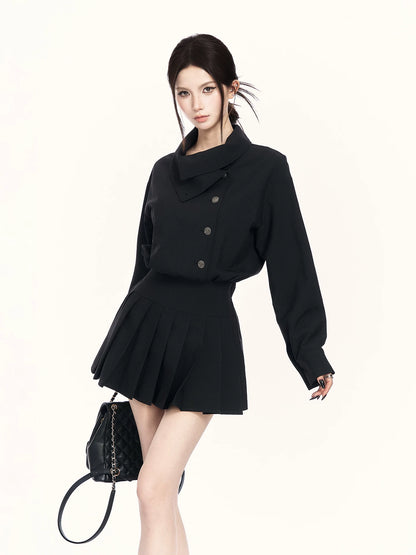 Trench-Inspired Pleated Waist Dress