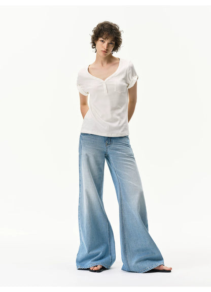 Vintage Light Wash Low-Rise Flared Jeans