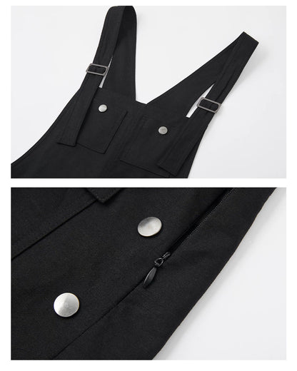 Linen Blend Utility Suspender Shorts