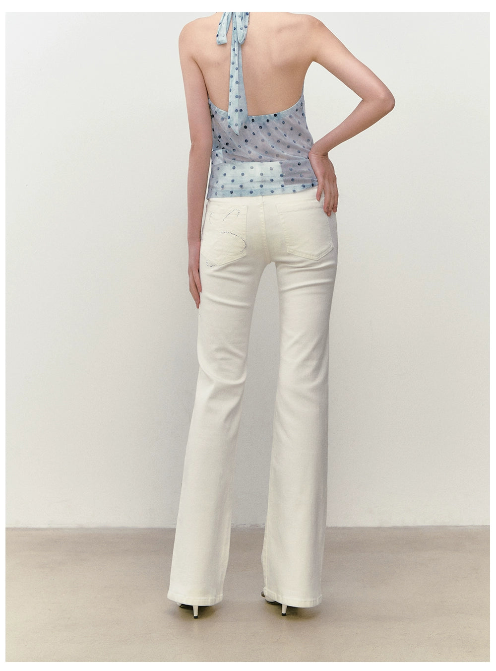 Rhinestone Firework Straight - Micro Flare Jeans
