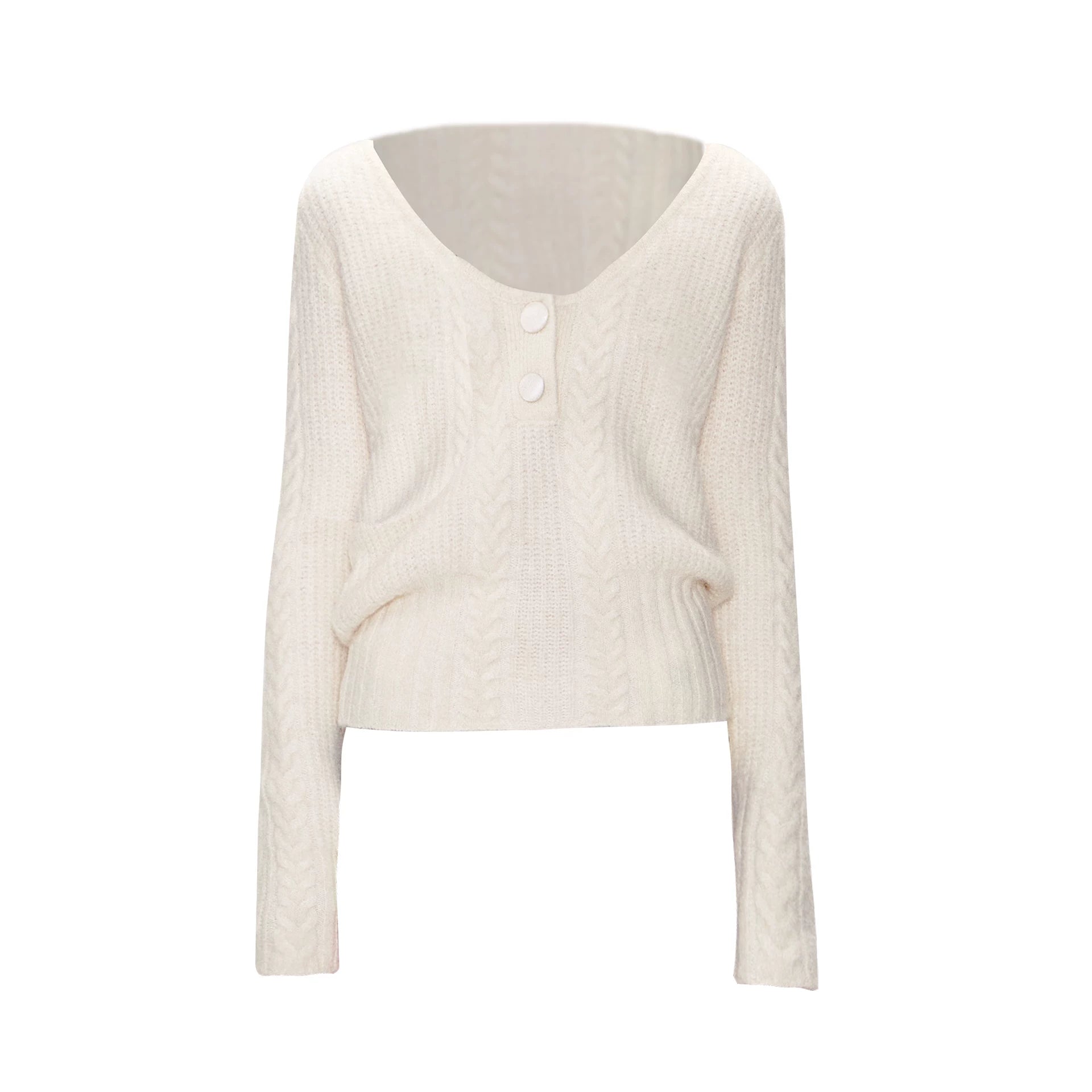 Vintage Cable-Knit V-Neck Sweater