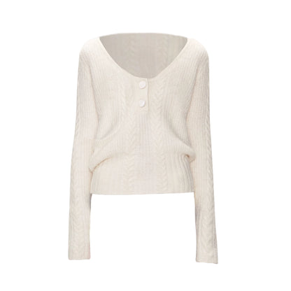 Vintage Cable-Knit V-Neck Sweater