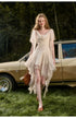 GROUP OF UNIVERSE Ethereal Draped Chiffon Lace Asymmetric Dress – view 5