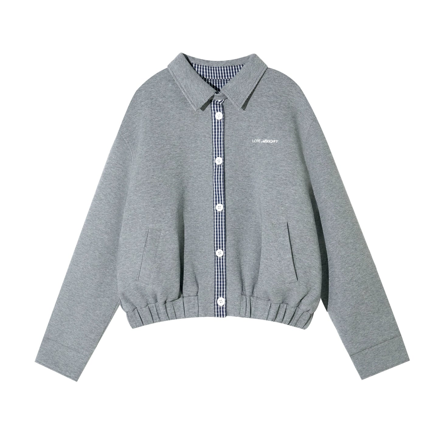 Plaid Panel Embroidered Collar Jacket