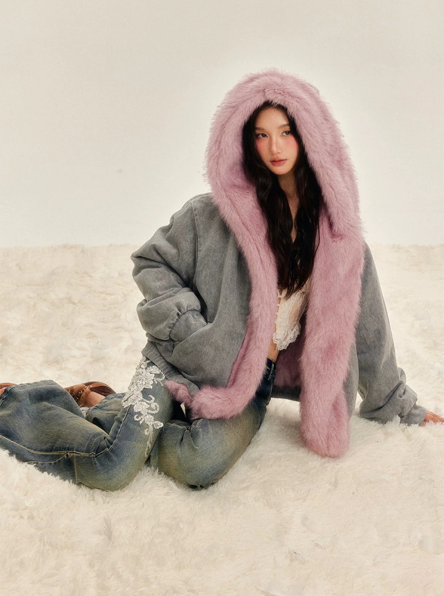 Reversible Eco-Faux Fur Denim Jacket