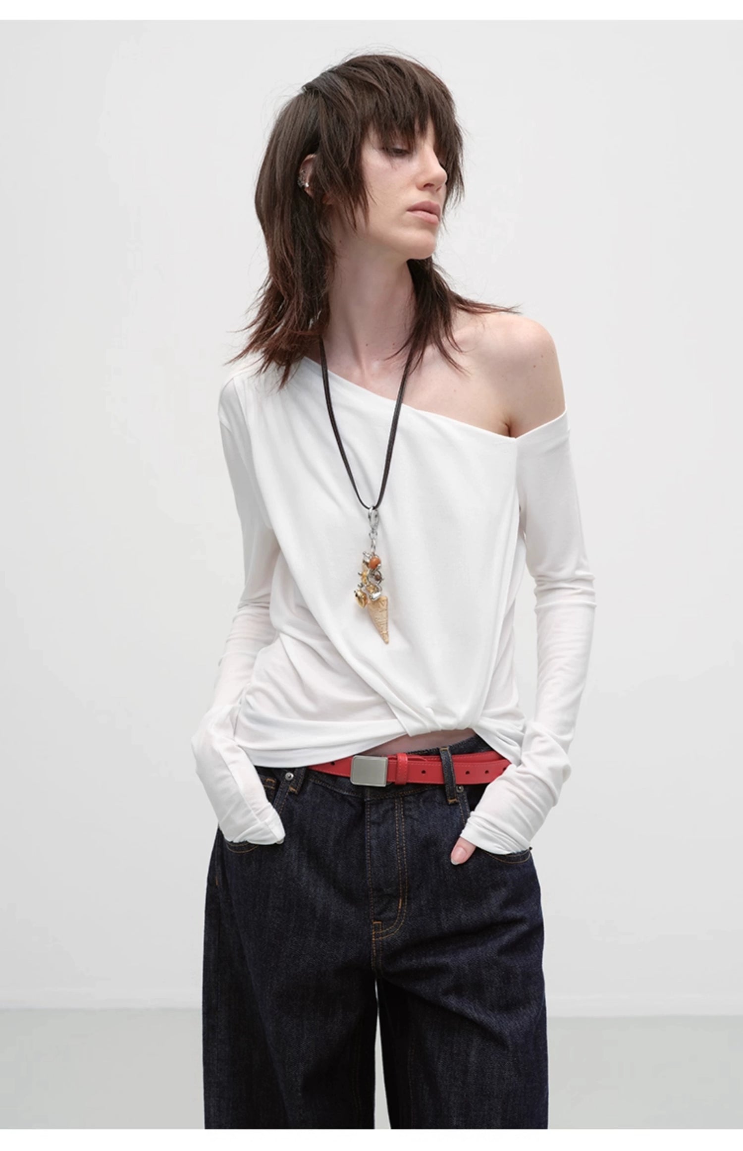 Chugangxi Draped One-Shoulder T-shirt
