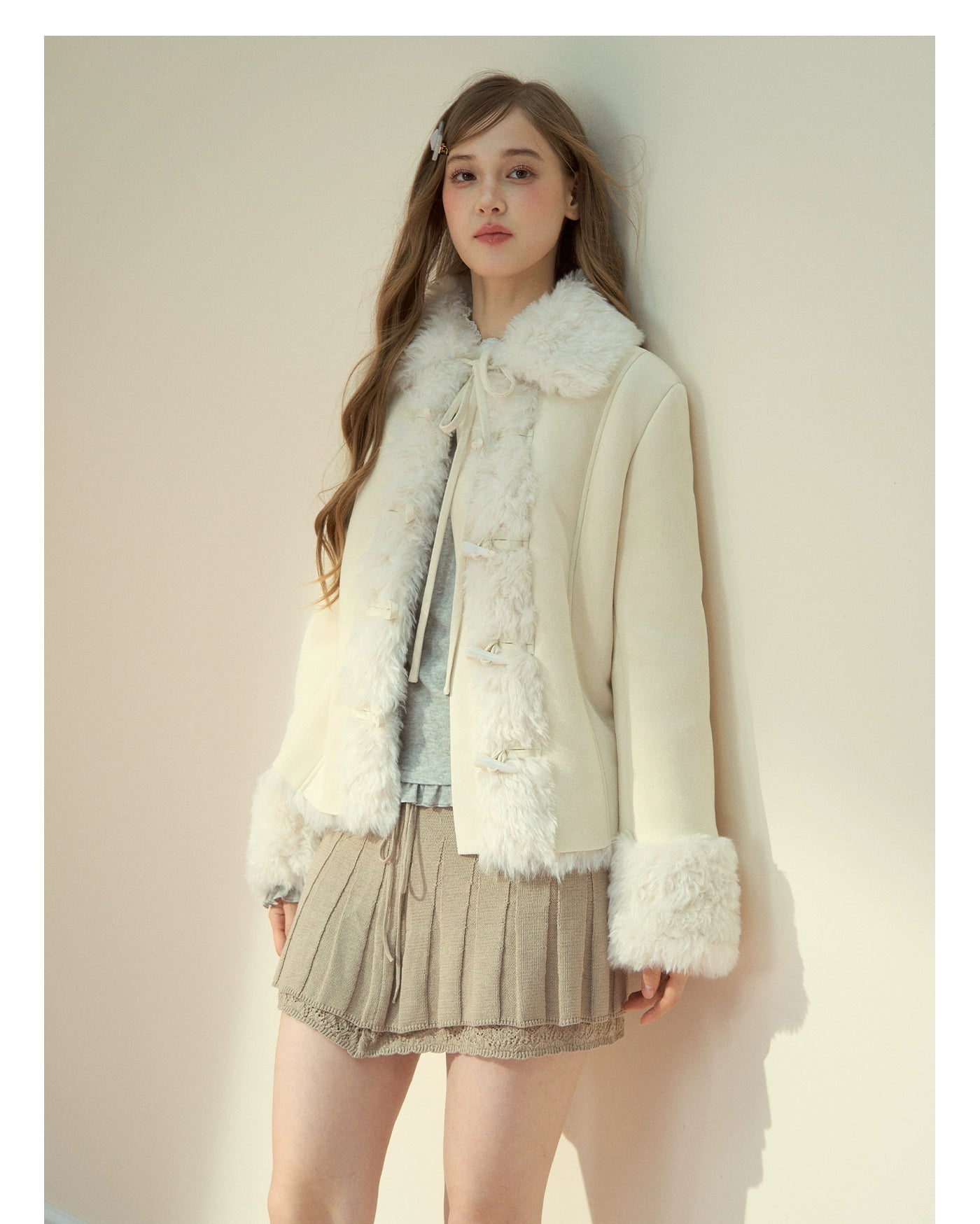 Vintage Faux Suede Shearling Toggle Jacket - CHINASQUAD