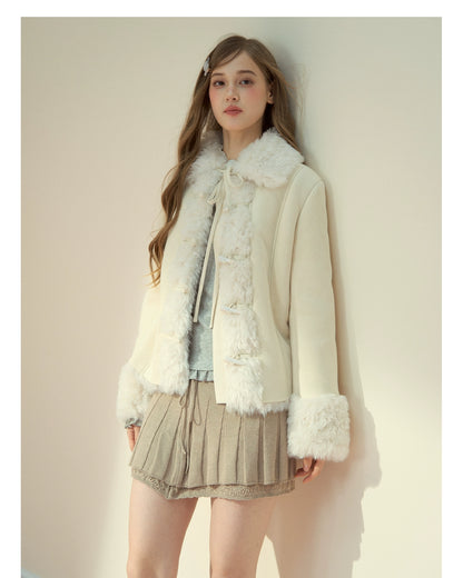 Vintage Faux Suede Shearling Toggle Jacket - CHINASQUAD