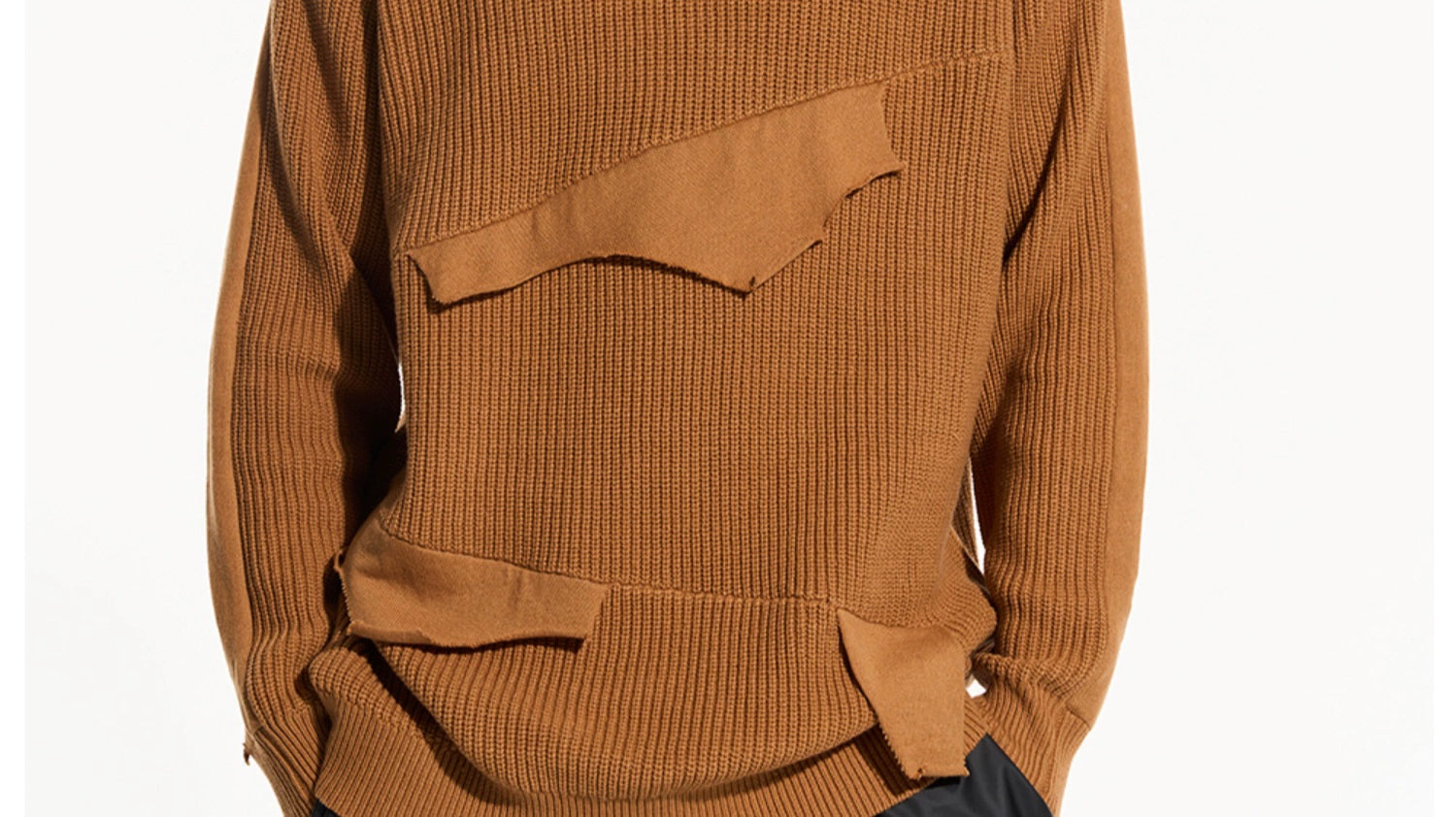 Cloud Texture Dual-Tone Distressed Knit Sweater