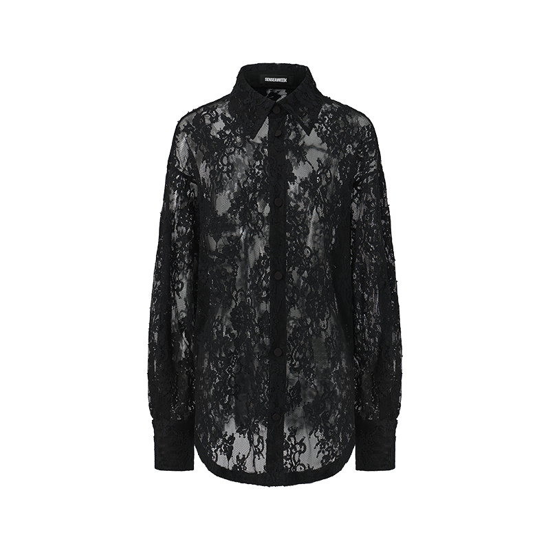 Lace-Detail Oversized Silhouette Shirt
