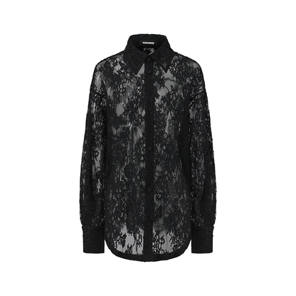 Lace-Detail Oversized Silhouette Shirt
