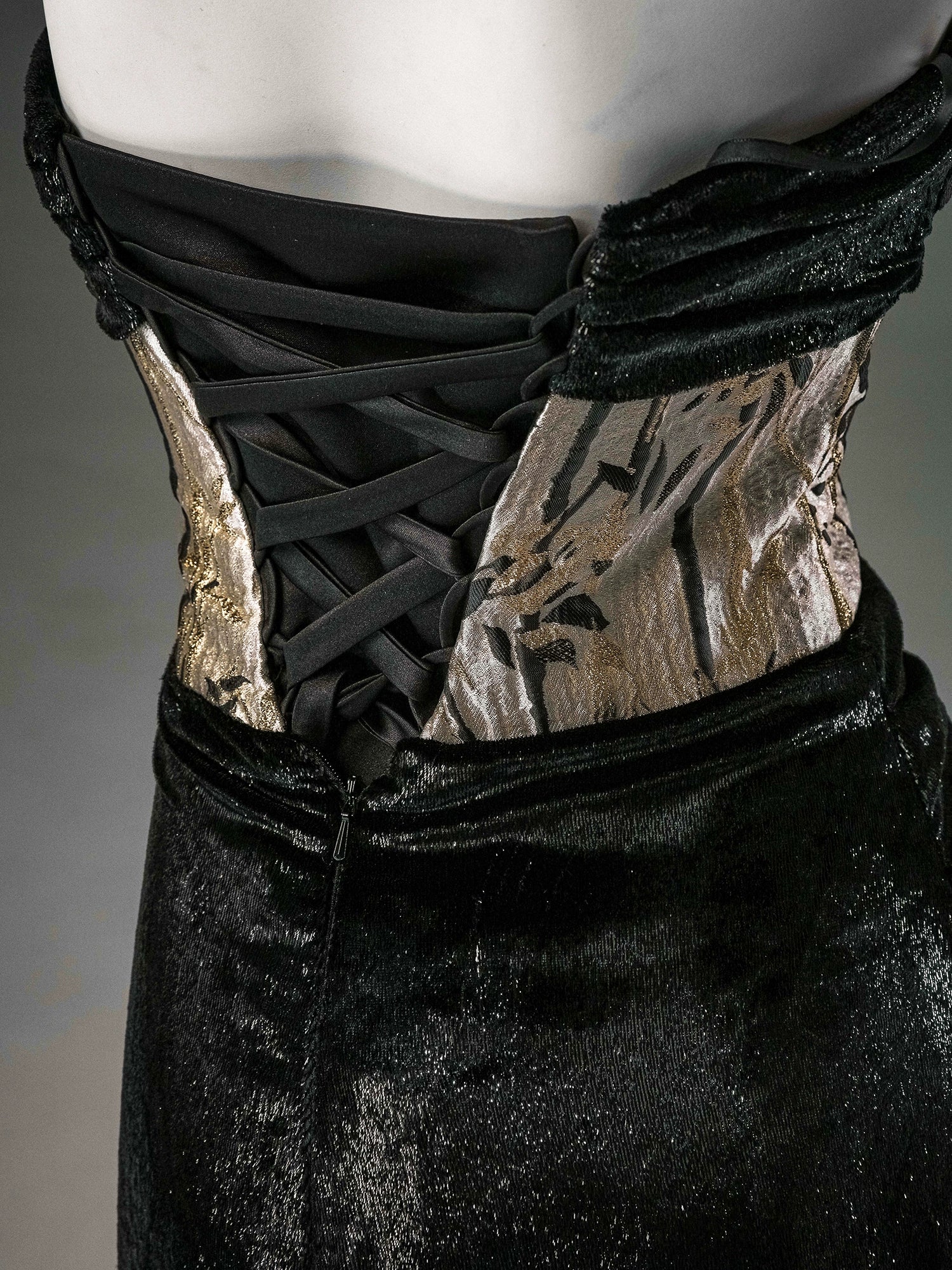 Elegant Black Velvet Couture Gown