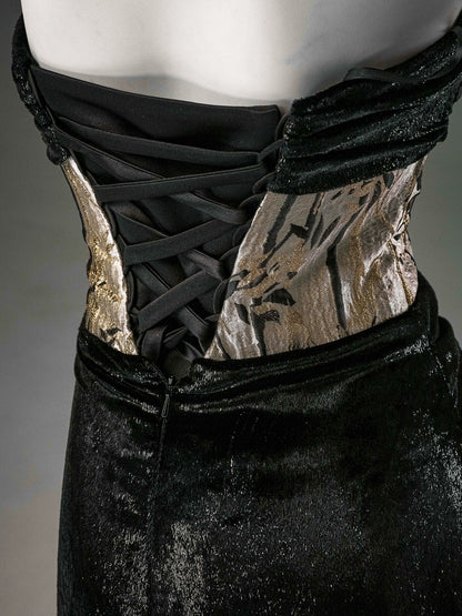 Elegant Black Velvet Couture Gown